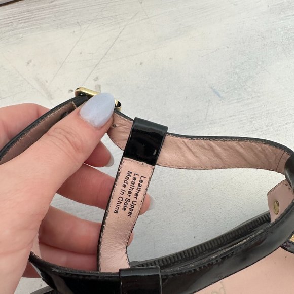 Vivienne Westwood T-strap Buckle Flat Sandals 40 Black Patent Leather Mesh Vamp - Picture 4 of 8